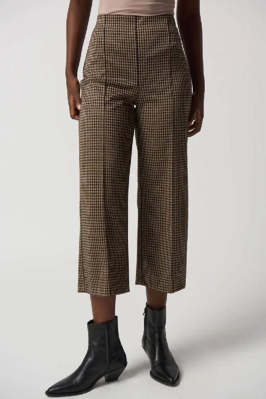 Joseph Ribkoff Black/Beige Houndstooth Pull On Culotte Pants 233249