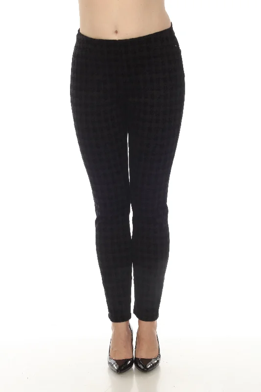 Joseph Ribkoff Black Houndstooth Classic Slim Pull-On Pants 234935