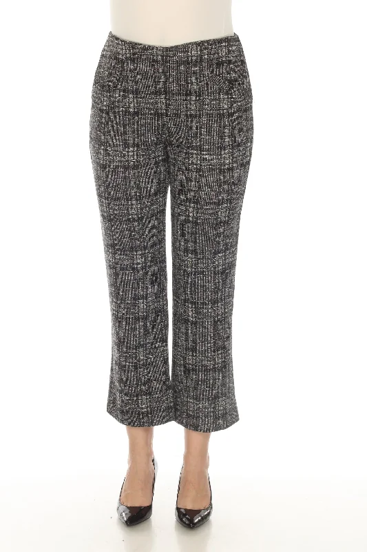 Joseph Ribkoff Black/Multi Plaid Pull On Cropped Pants 233138