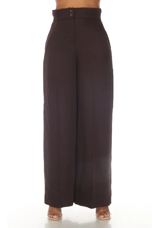 Joseph Ribkoff Mocha High Rise Classic Wide Leg Dress Pants 233140