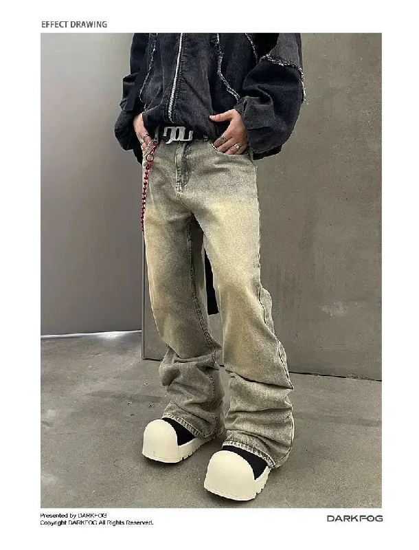 Mud-Wash Flared Jeans