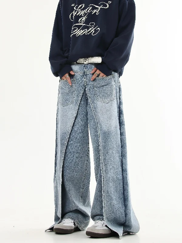 Washed Spliced & Structured Jeans