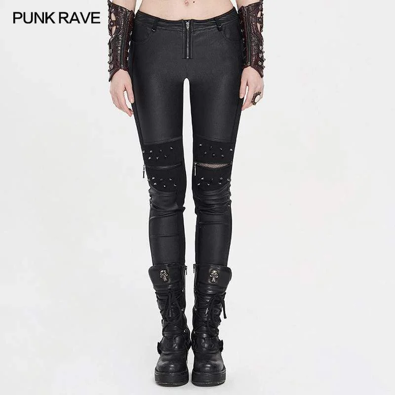 Women's Grunge Hollow Out Rivets Fitted Pants