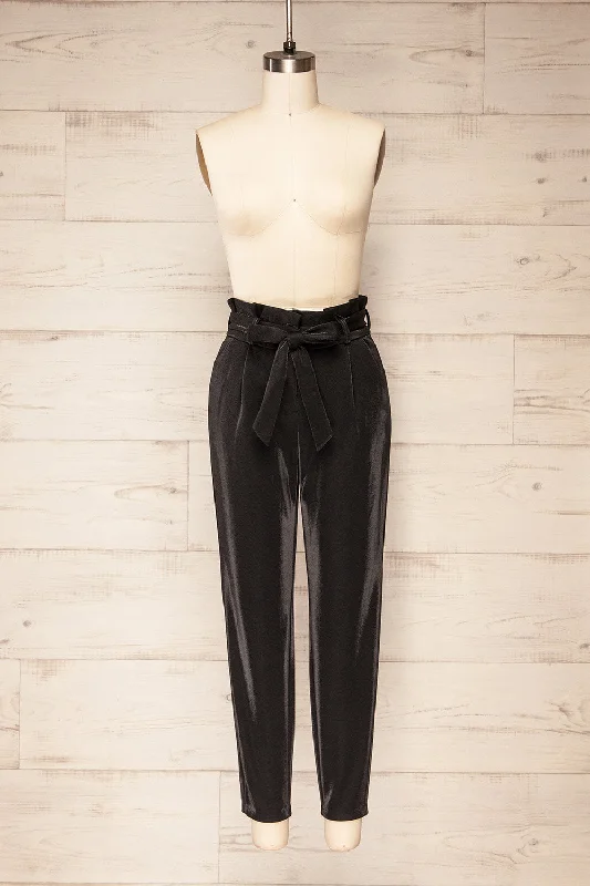 Wytham | Black Sparkly Pleated Pants