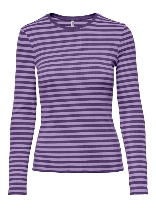 Line Langærmet Stribet T-shirt - Acai