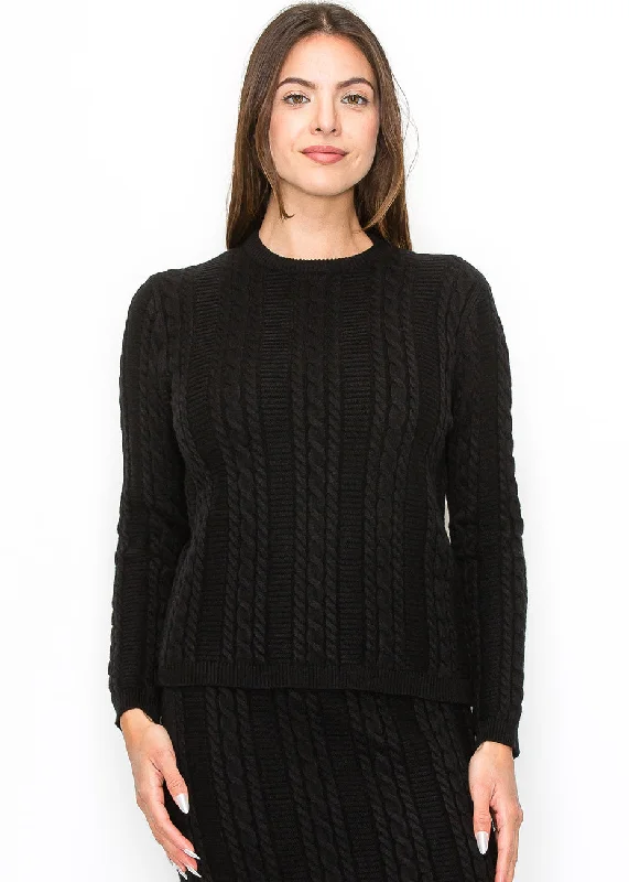 Black Cable Texture Sweater