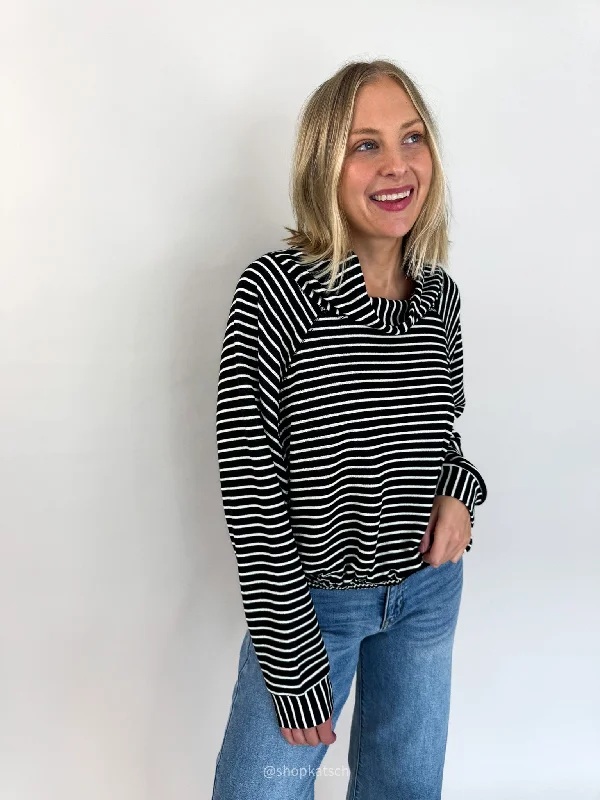 Jayden Striped Cowl Neck Sweater