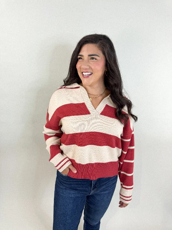 Lyla Collared Striped Sweater