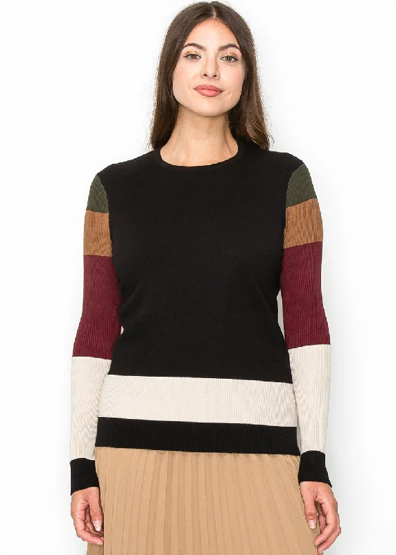 Multicolor Sleeve Crewneck Top