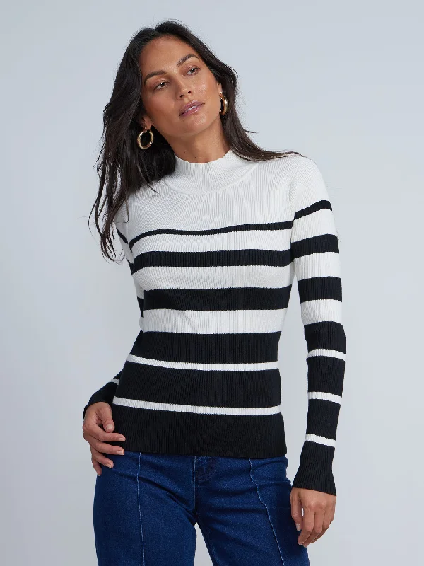 Ribbed Long Sleeve Striped Sweater