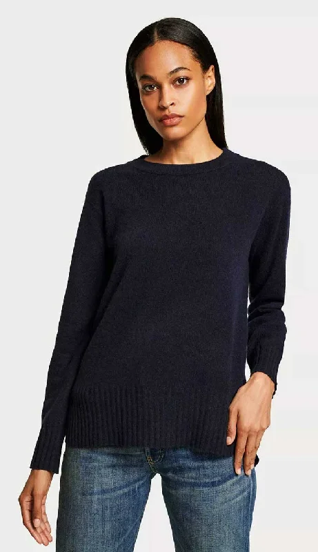 Cashmere Easy Wide Rib Hem Crew