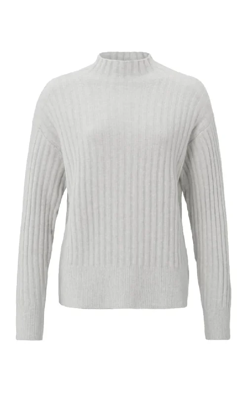 Yaya - Ribbed Turtle Neck Sweater in Moonstruck Grey