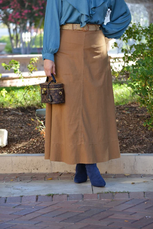 Annabel Brown Linen Maxi Skirt (with belt)