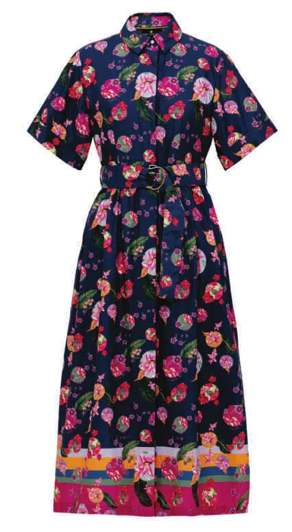 Emily Lovelock Navy Floral Shirt Dress