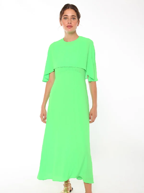 Vilagallo Gracie Neon Green Georgette Dress