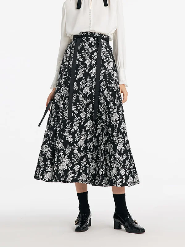 Camellia Print Mamianqun With Bottomed Skirt