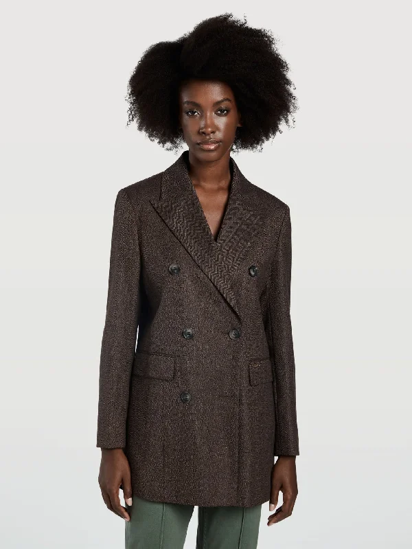 Double-breasted Wool and Cotton Blend Coat