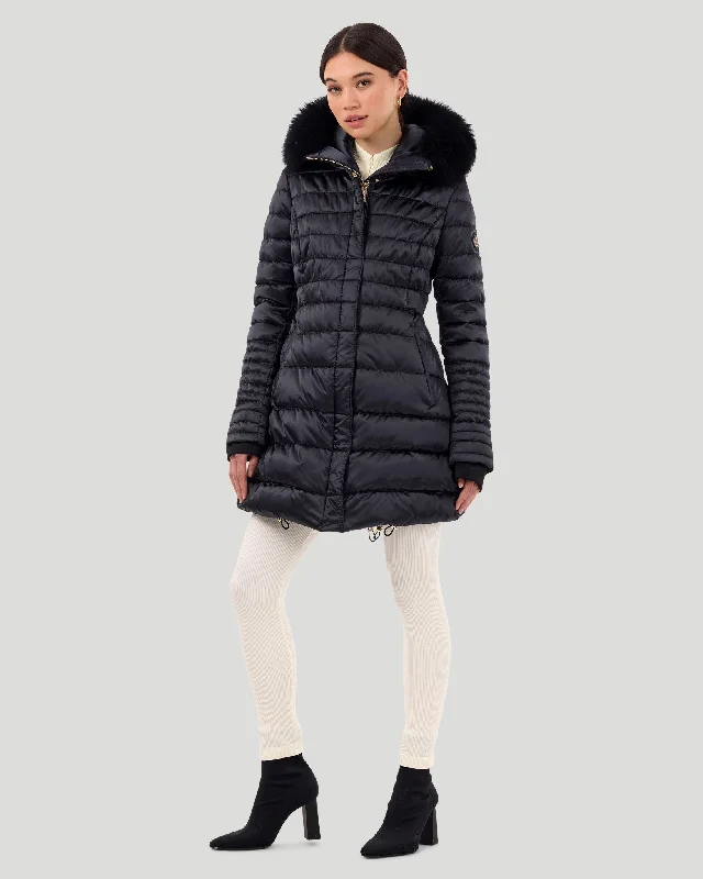 Horizontal Apres-Ski Jacket with Detachable Toscana Shearling Lamb Hood Trim