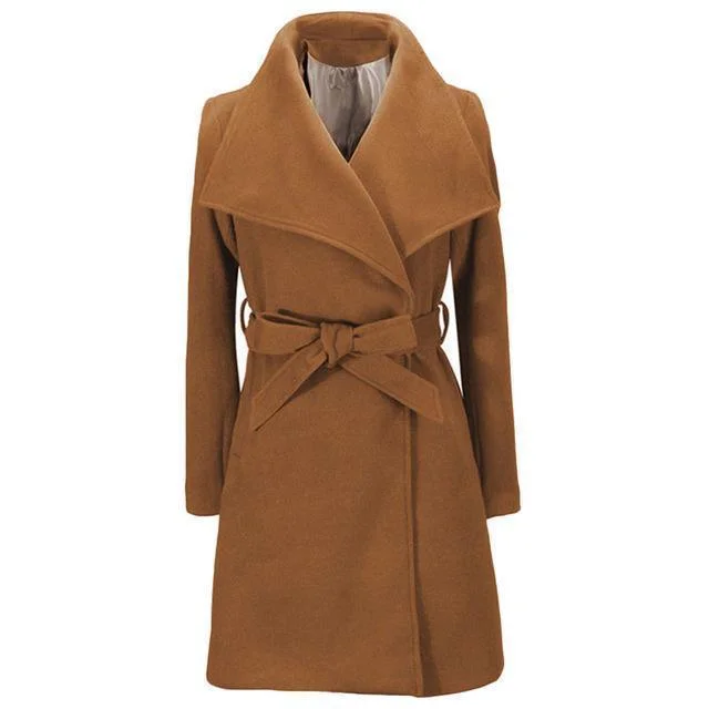 Women Coats, High Waist Coat With Belt