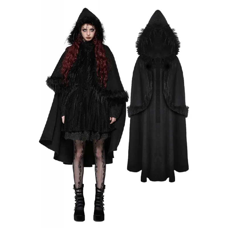 Women's Gothic Faux Fur Cloak with Hood