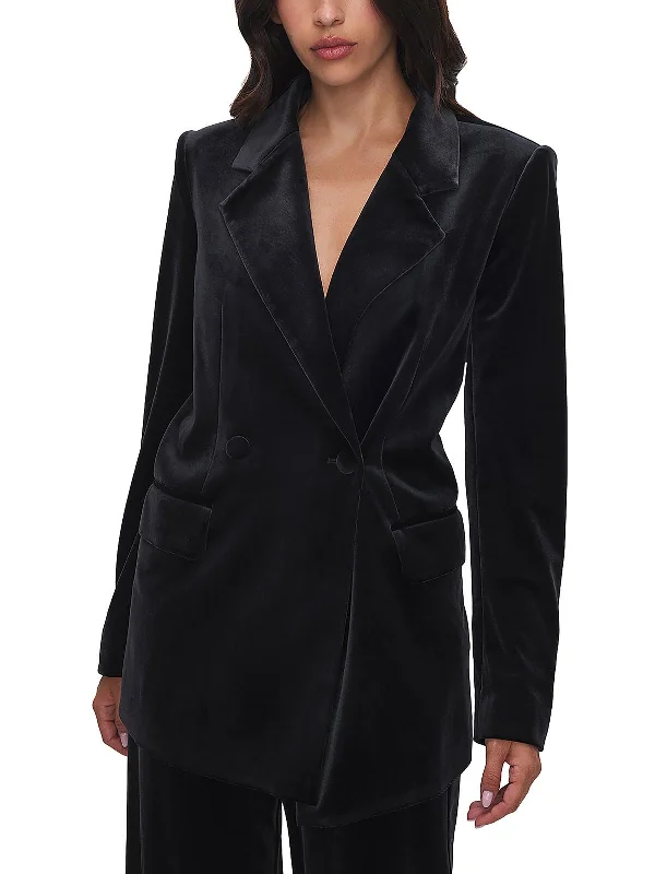 Boss 2.0 Womens Velvet Suit Separate Double-Breasted Blazer