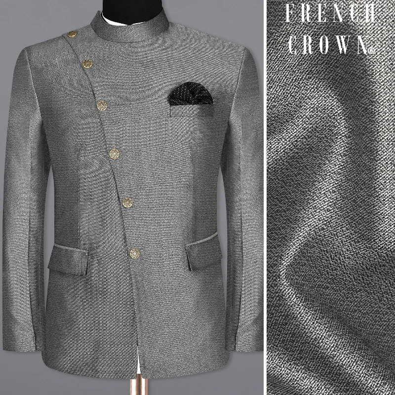 Friar Gray Cross Placket Bandhgala Designer Blazer