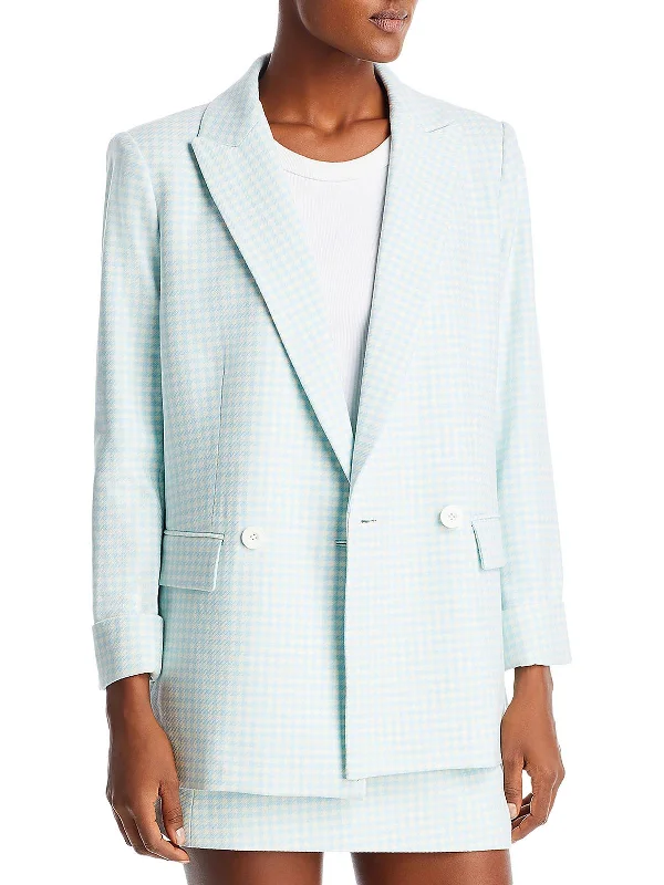 Justin Womens Checkered Suit Separate Double-Breasted Blazer