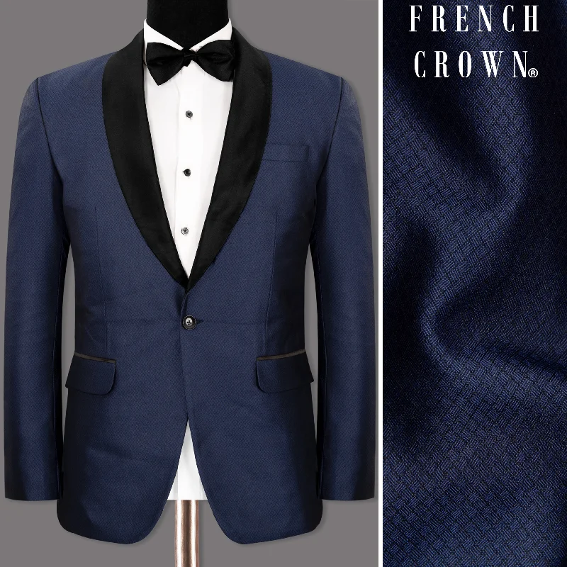 Port Gore Blue Subtle Textured Woolrich Tuxedo Blazer