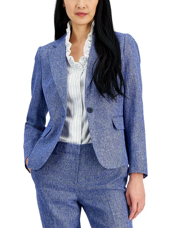 Womens Heathered Business One-Button Blazer