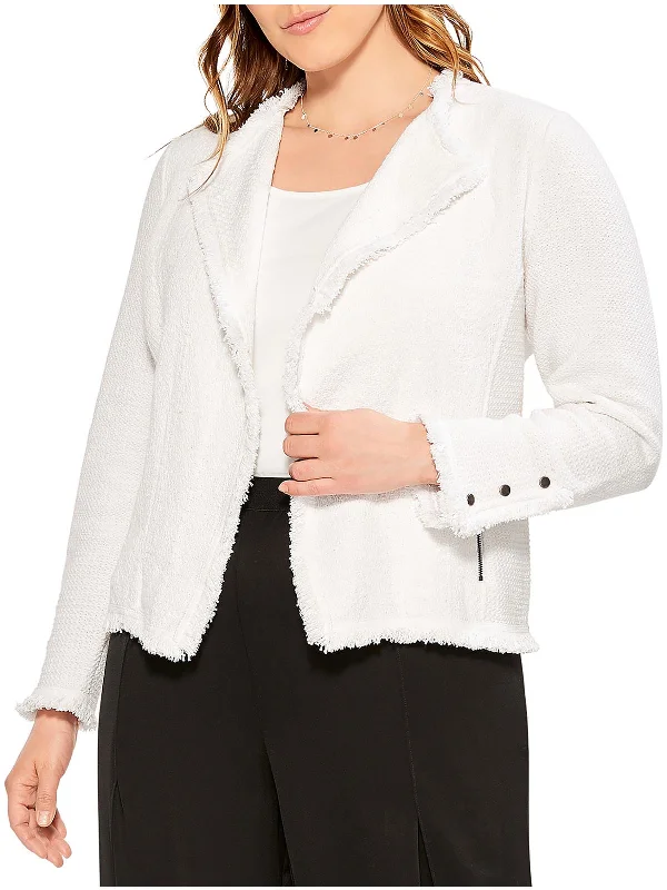 Womens Knit Long Sleeves Open-Front Blazer