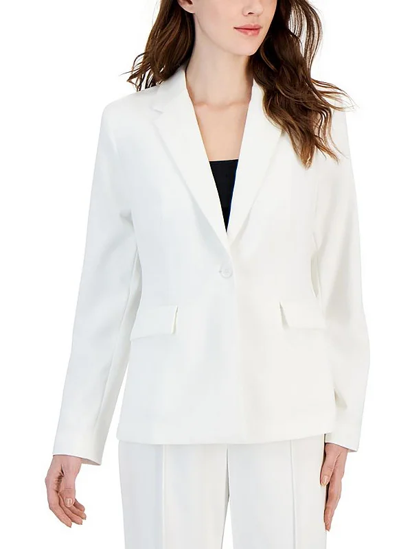 Womens Knit Notch Lapel One-Button Blazer