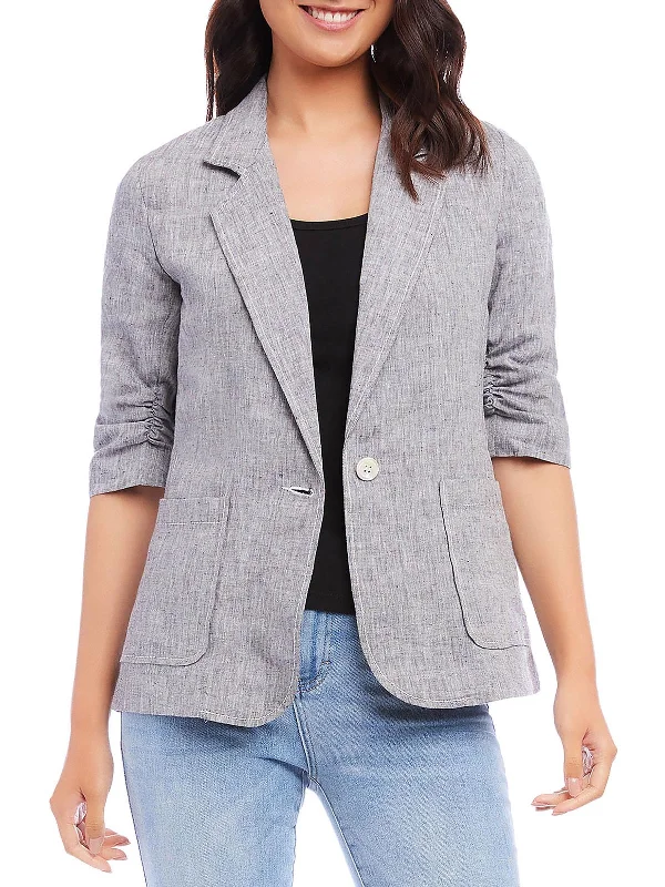 Womens Linen Suit Separate One-Button Blazer