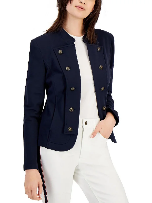 Womens Open Front Military Double-Breasted Blazer