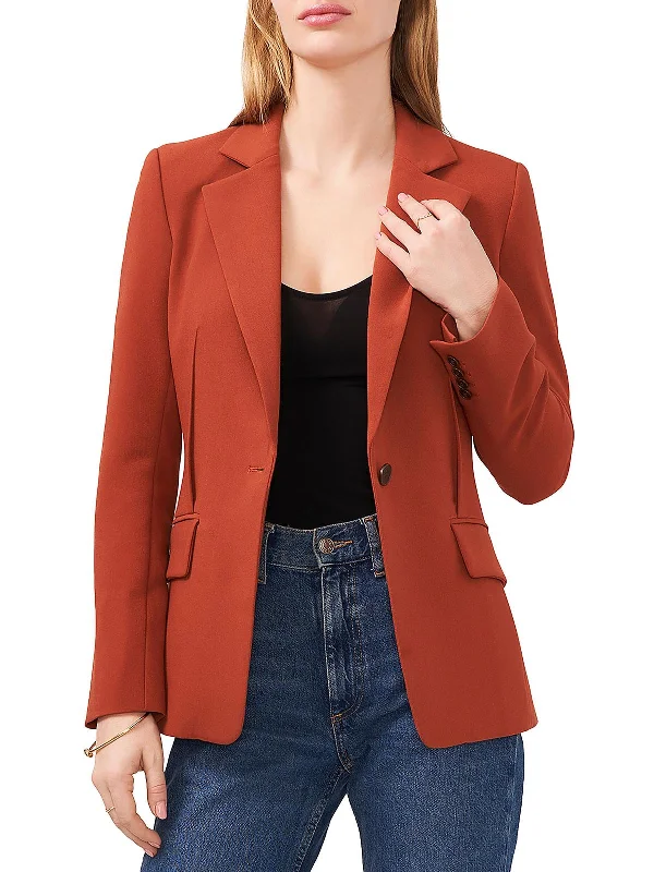 Womens Pleated Business One-Button Blazer