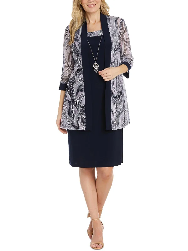 Womens Printed Polyester Open-Front Blazer