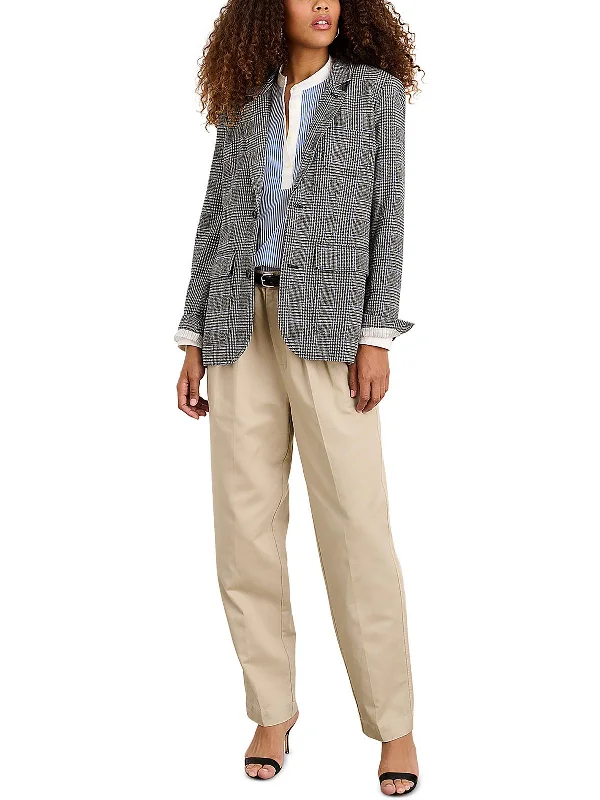 Womens Wool Plaid Two-Button Blazer