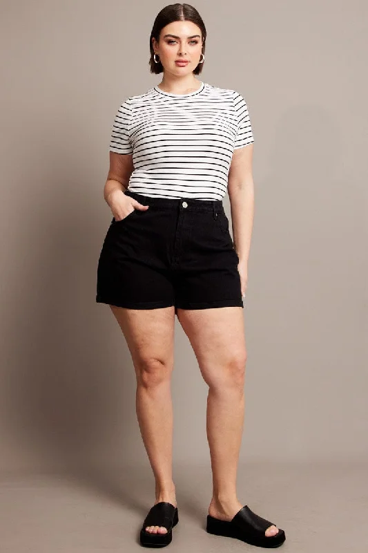 Black Mom Shorts High Rise