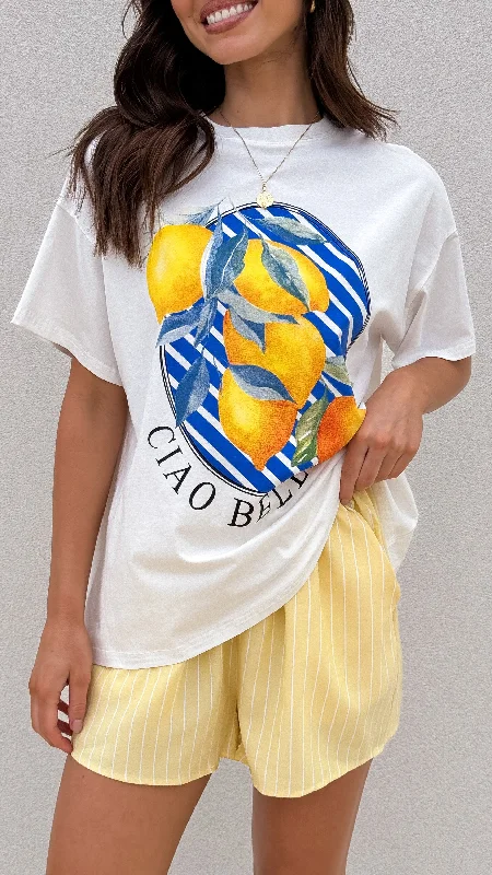 Ciao Bell Top and Shorts Set - White/Yellow