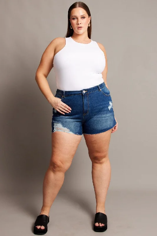 Denim Relaxed Shorts High Rise