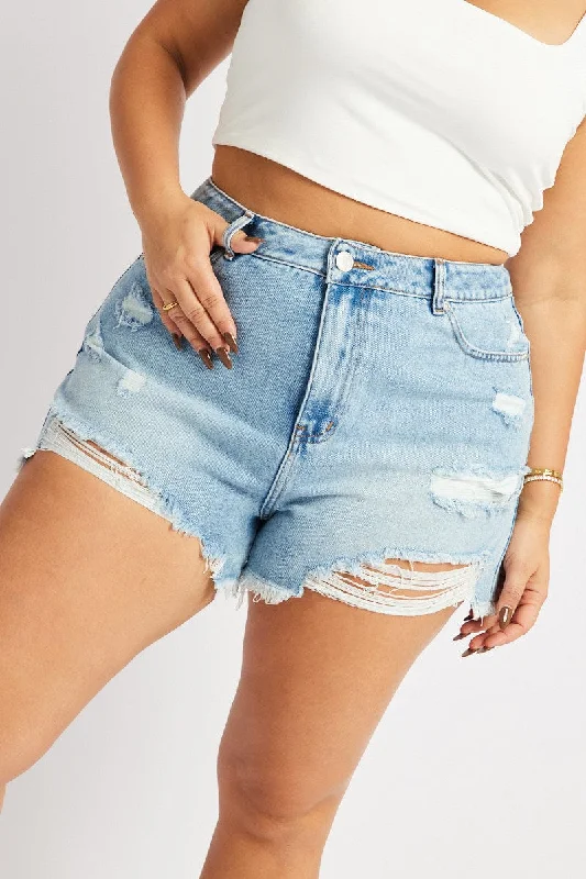 Denim Relaxed Shorts High Rise