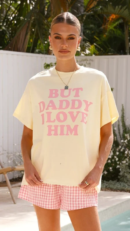 I Love Him Top and Shorts Set - Yellow/Pink