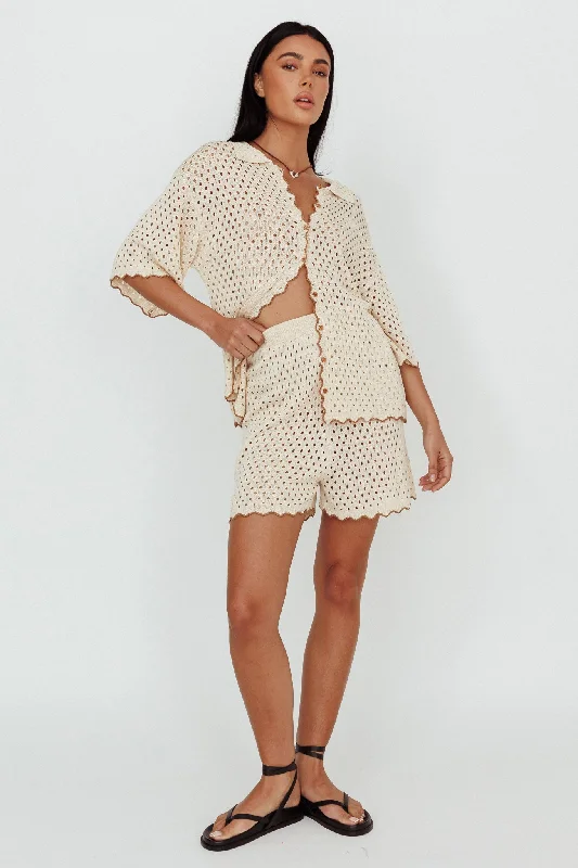 Just A Hunch Crochet Shorts Nutmeg/Shell