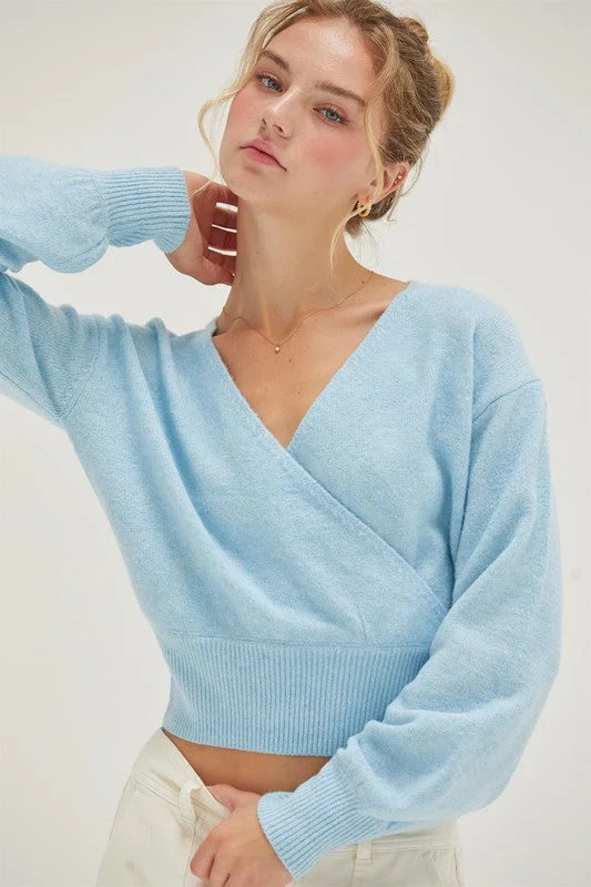 Rose Surplice V-Neck Sweater