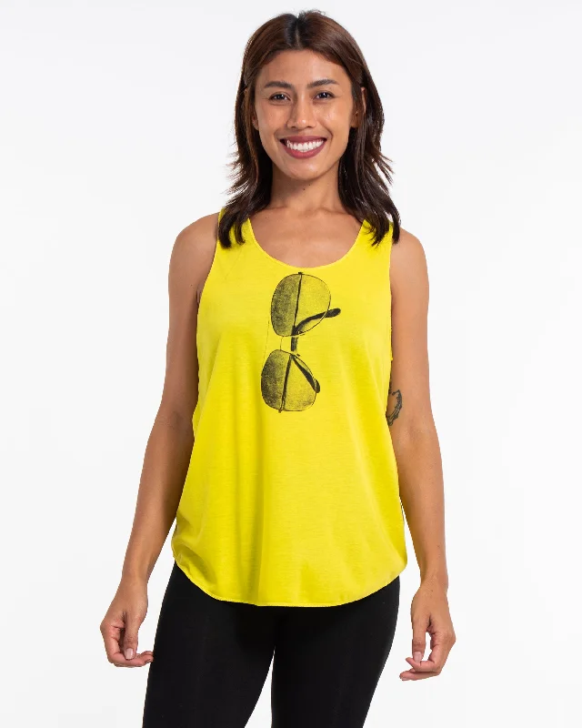 Womens Sunglasses Tank Top in Yellow